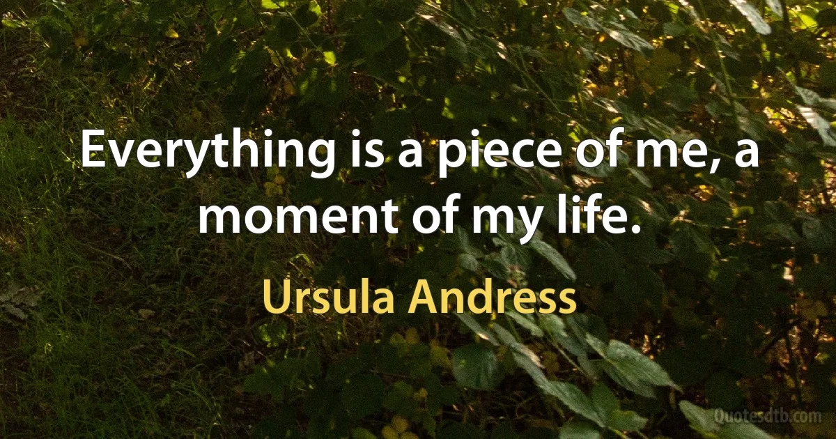 Everything is a piece of me, a moment of my life. (Ursula Andress)