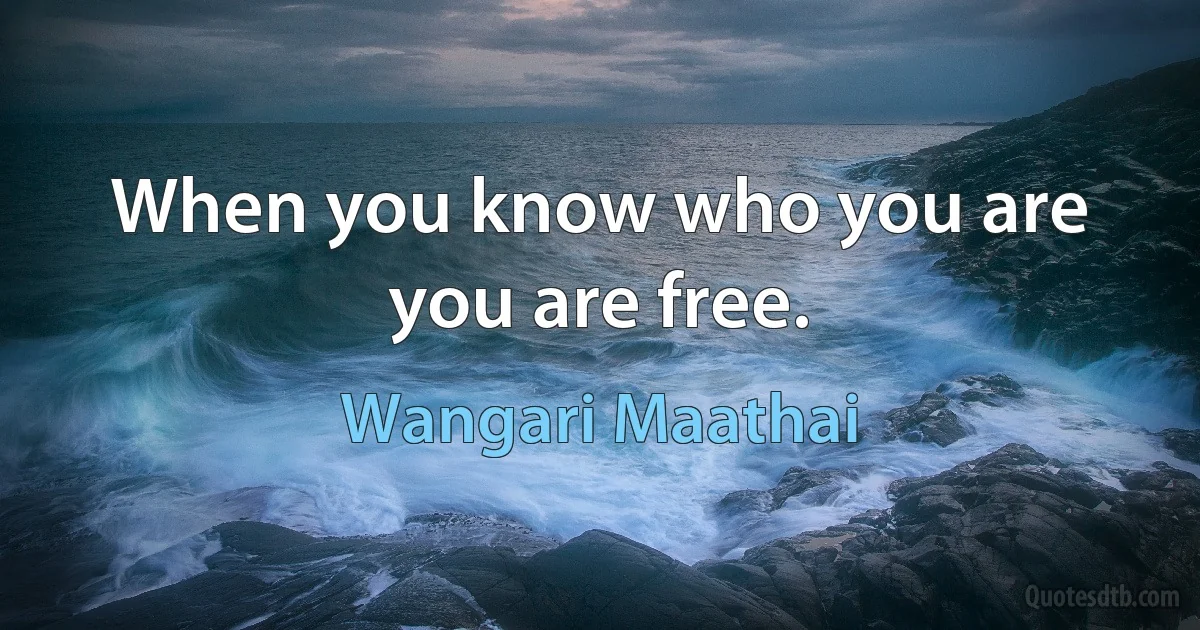 When you know who you are you are free. (Wangari Maathai)