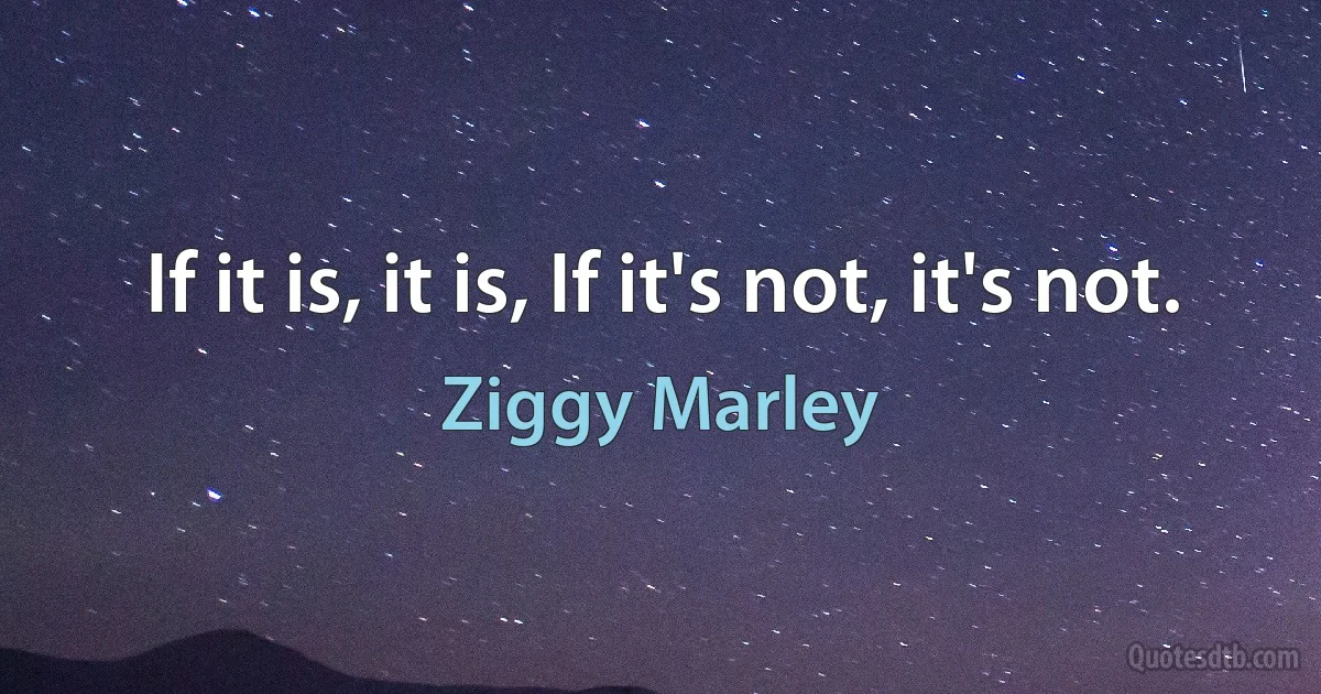 If it is, it is, If it's not, it's not. (Ziggy Marley)