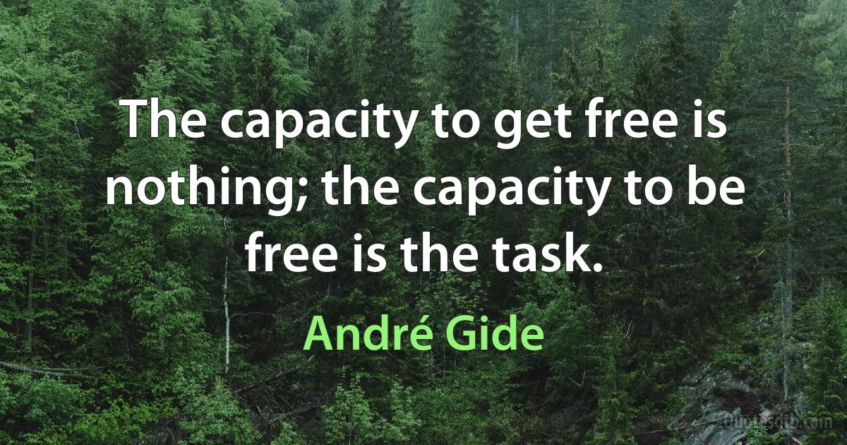 The capacity to get free is nothing; the capacity to be free is the task. (André Gide)