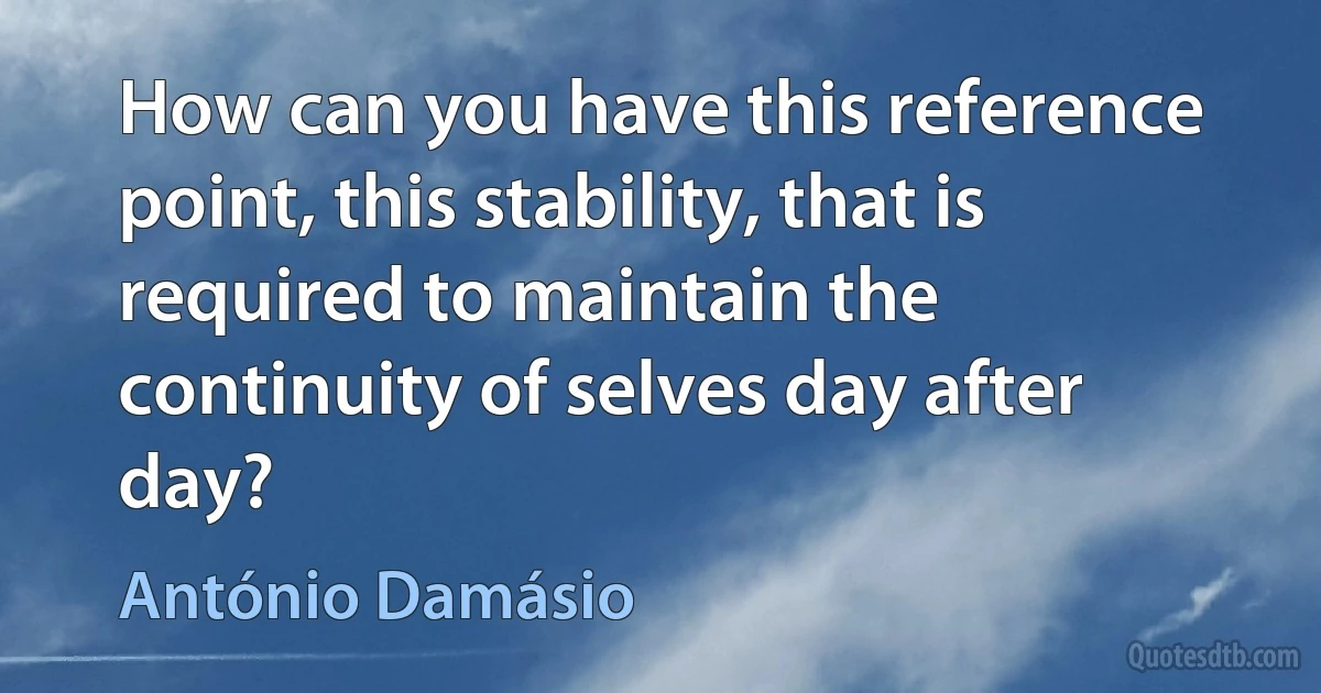 How can you have this reference point, this stability, that is required to maintain the continuity of selves day after day? (António Damásio)