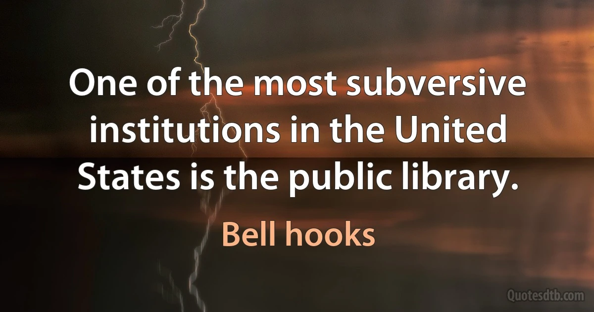 One of the most subversive institutions in the United States is the public library. (Bell hooks)