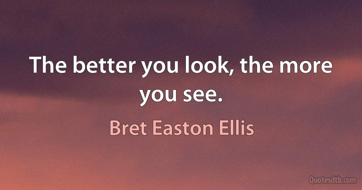 The better you look, the more you see. (Bret Easton Ellis)