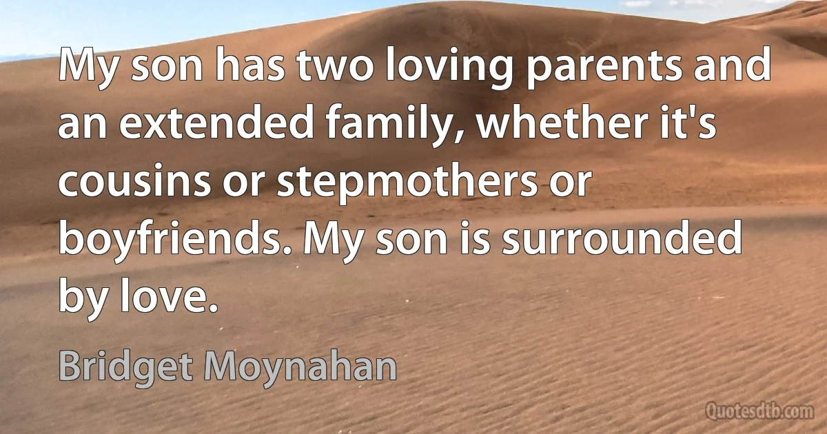 My son has two loving parents and an extended family, whether it's cousins or stepmothers or boyfriends. My son is surrounded by love. (Bridget Moynahan)