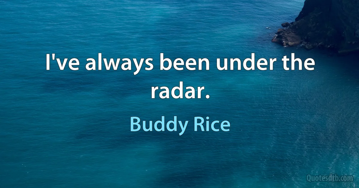 I've always been under the radar. (Buddy Rice)