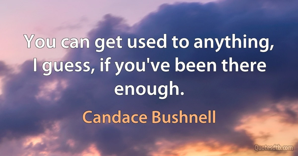 You can get used to anything, I guess, if you've been there enough. (Candace Bushnell)