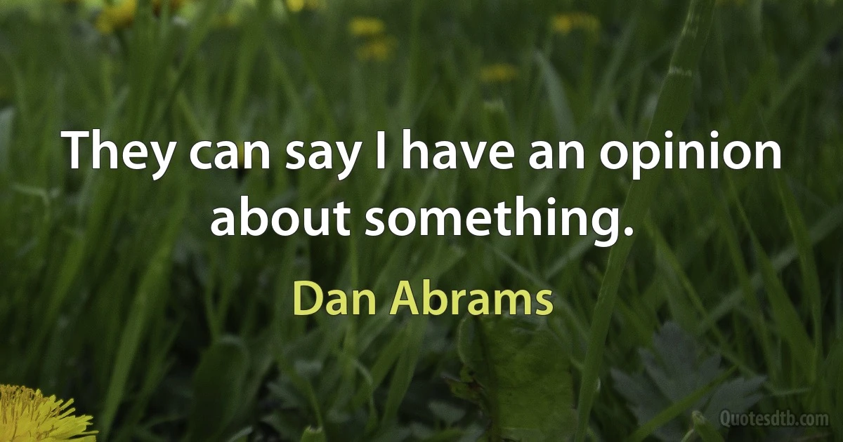 They can say I have an opinion about something. (Dan Abrams)