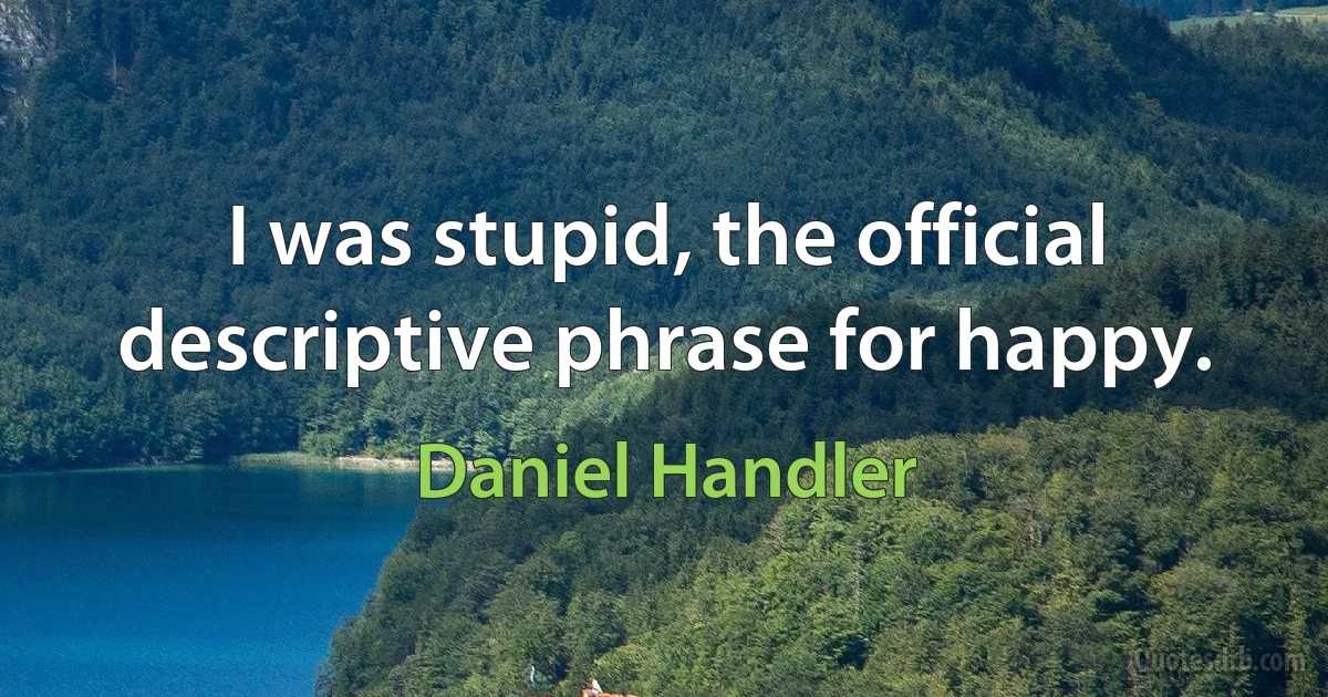 I was stupid, the official descriptive phrase for happy. (Daniel Handler)