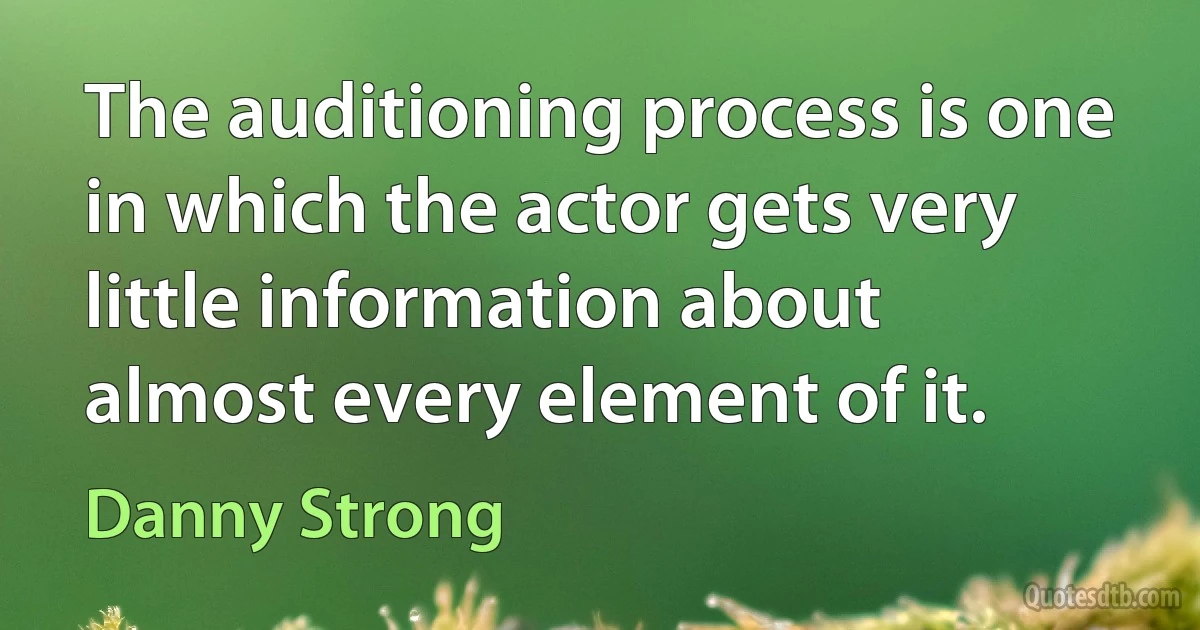 The auditioning process is one in which the actor gets very little information about almost every element of it. (Danny Strong)