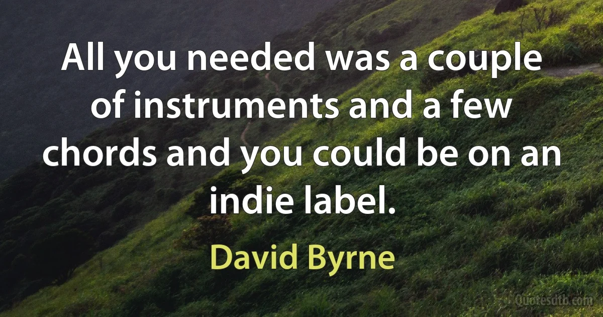 All you needed was a couple of instruments and a few chords and you could be on an indie label. (David Byrne)