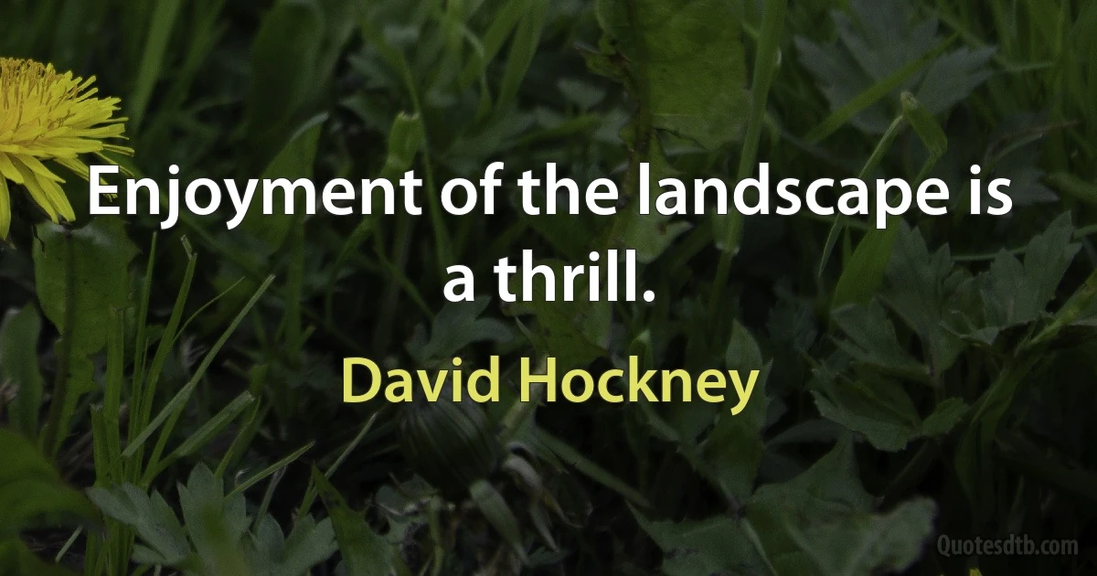 Enjoyment of the landscape is a thrill. (David Hockney)