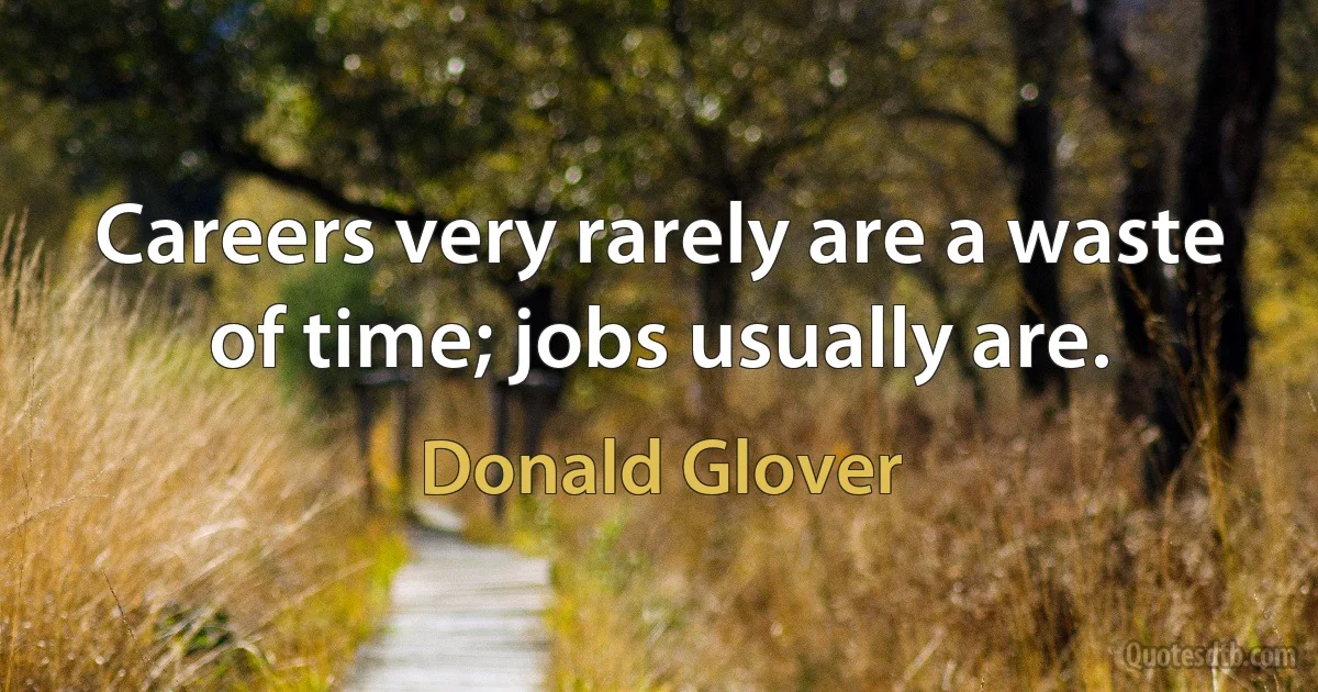 Careers very rarely are a waste of time; jobs usually are. (Donald Glover)