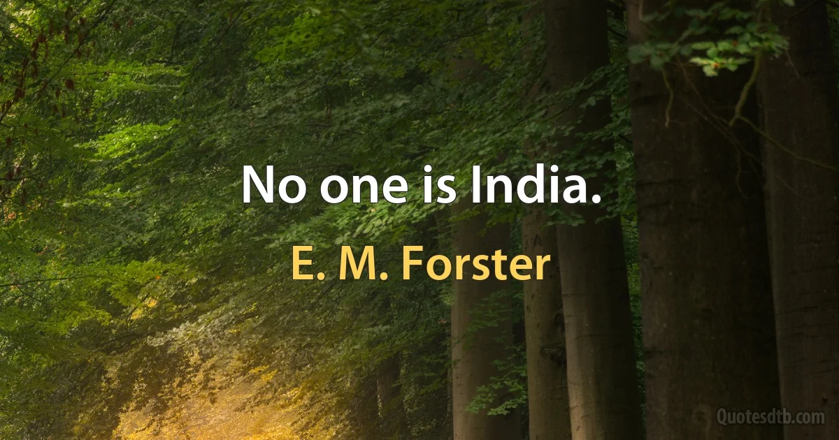 No one is India. (E. M. Forster)