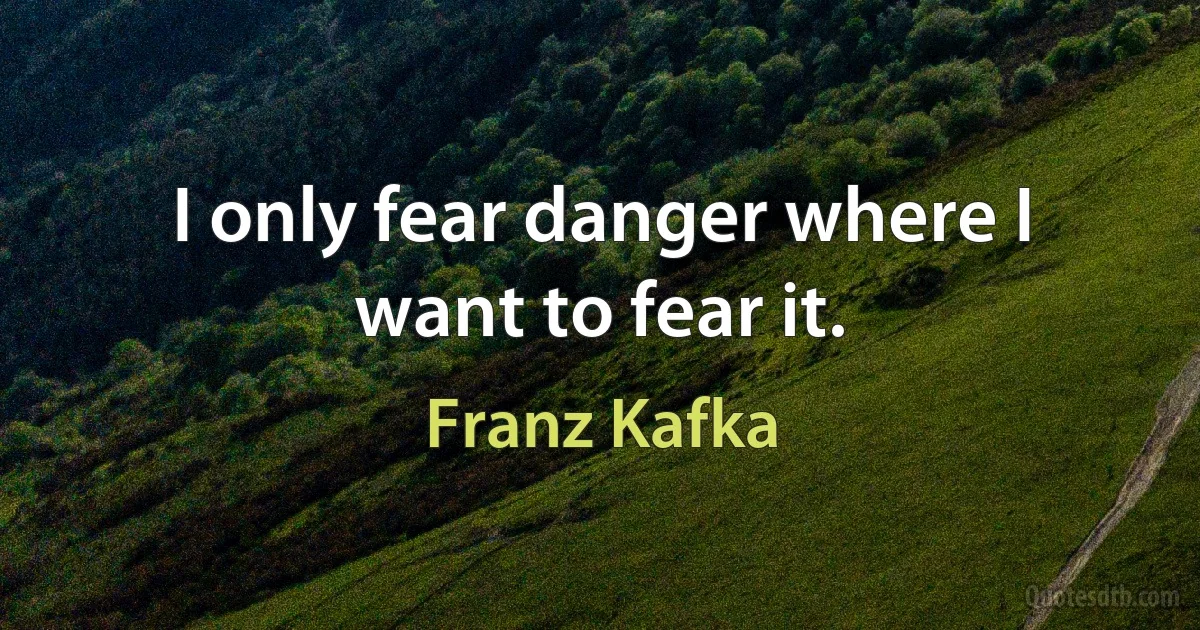 I only fear danger where I want to fear it. (Franz Kafka)