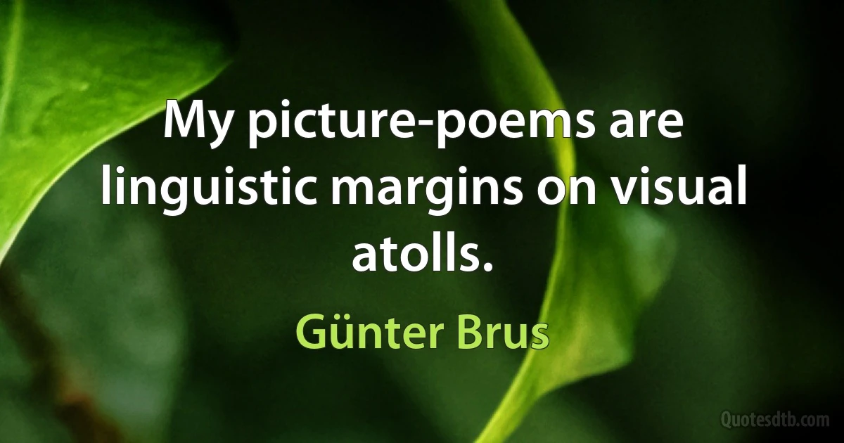 My picture-poems are linguistic margins on visual atolls. (Günter Brus)