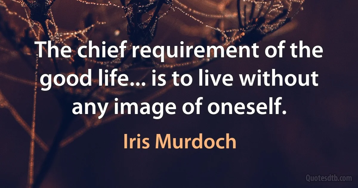 The chief requirement of the good life... is to live without any image of oneself. (Iris Murdoch)