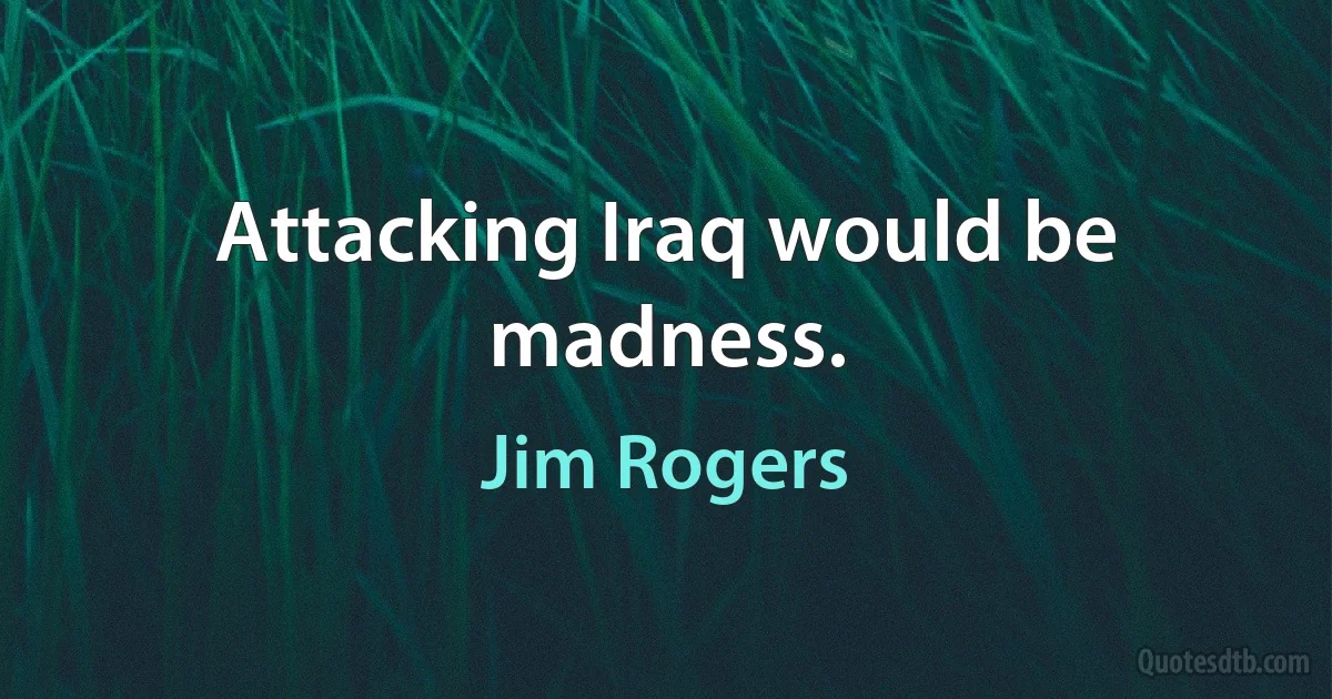 Attacking Iraq would be madness. (Jim Rogers)