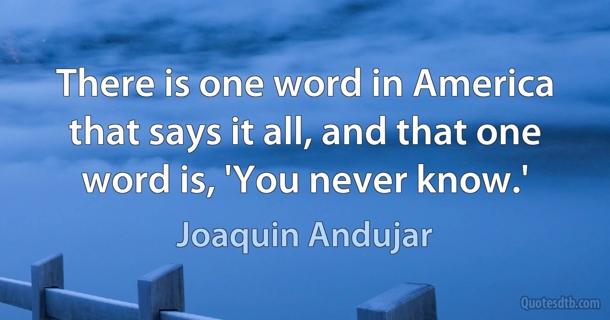 There is one word in America that says it all, and that one word is, 'You never know.' (Joaquin Andujar)