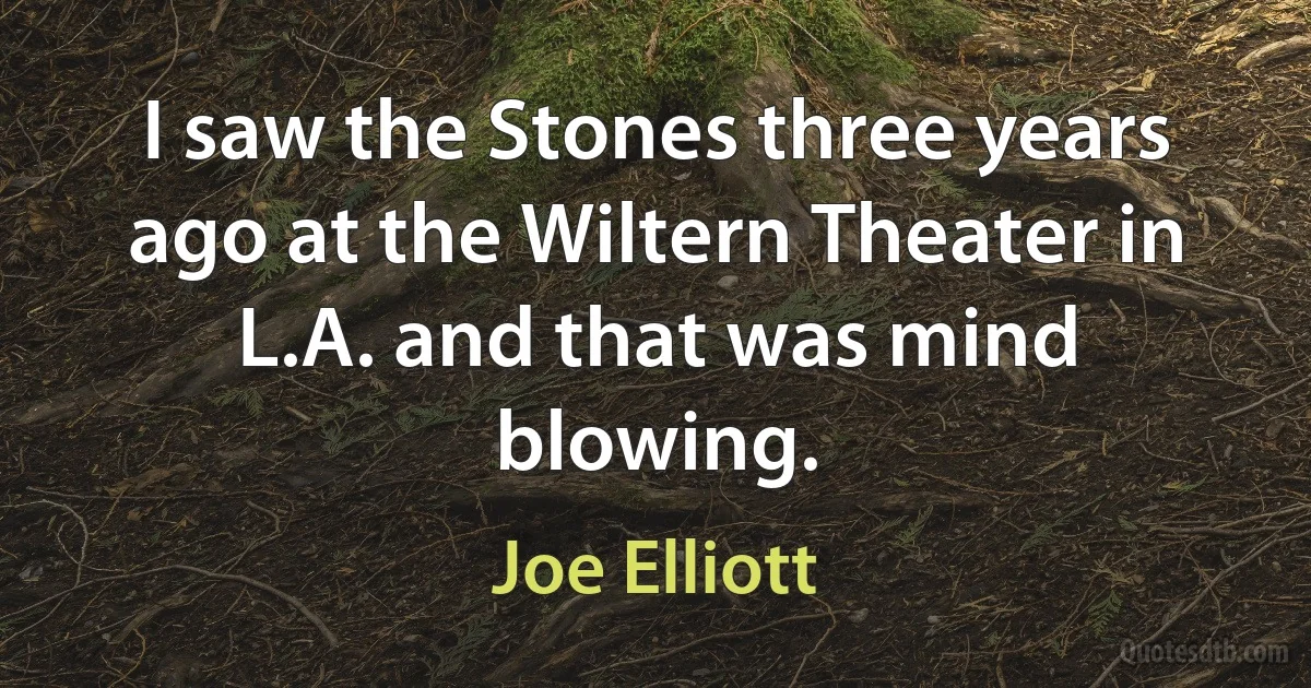 I saw the Stones three years ago at the Wiltern Theater in L.A. and that was mind blowing. (Joe Elliott)