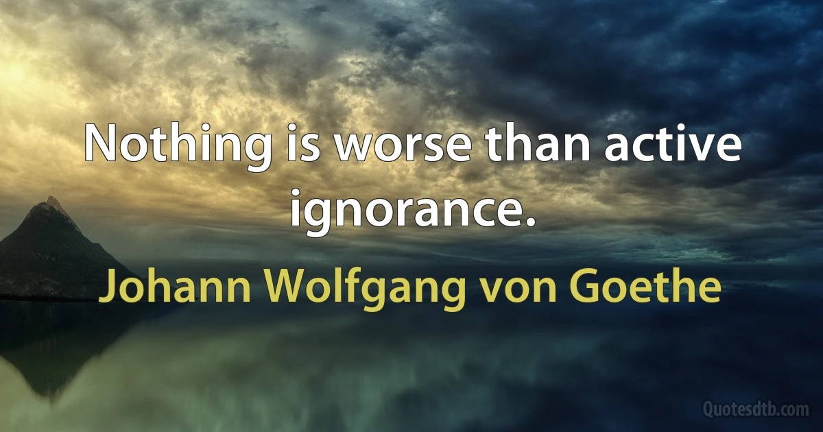 Nothing is worse than active ignorance. (Johann Wolfgang von Goethe)