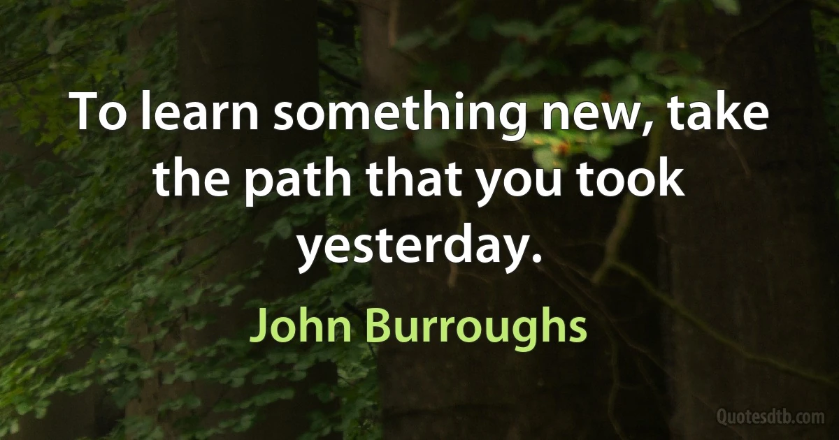 To learn something new, take the path that you took yesterday. (John Burroughs)