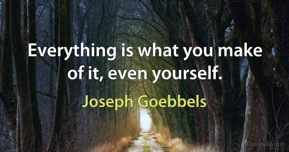 Everything is what you make of it, even yourself. (Joseph Goebbels)