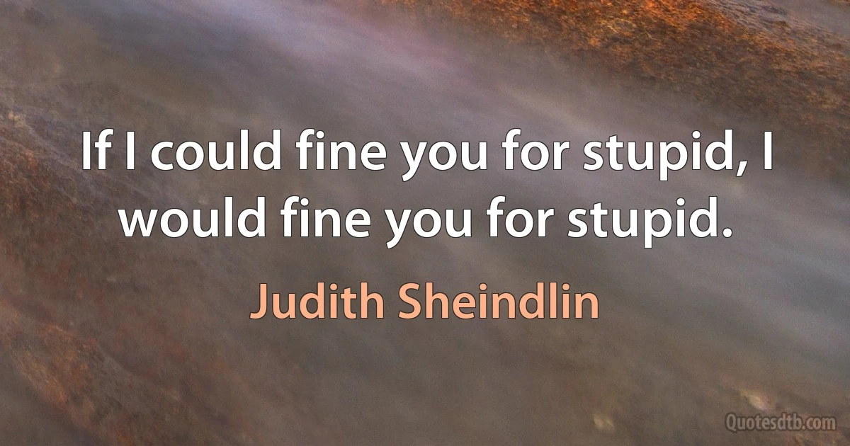 If I could fine you for stupid, I would fine you for stupid. (Judith Sheindlin)