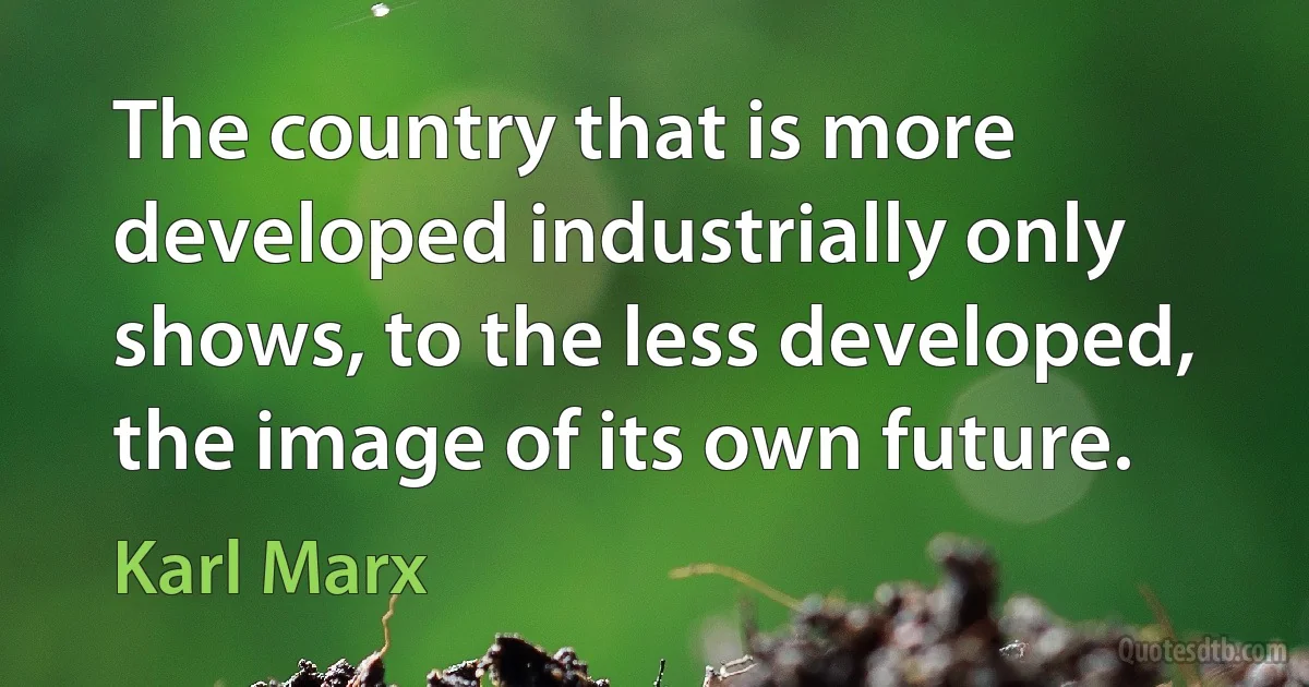 The country that is more developed industrially only shows, to the less developed, the image of its own future. (Karl Marx)