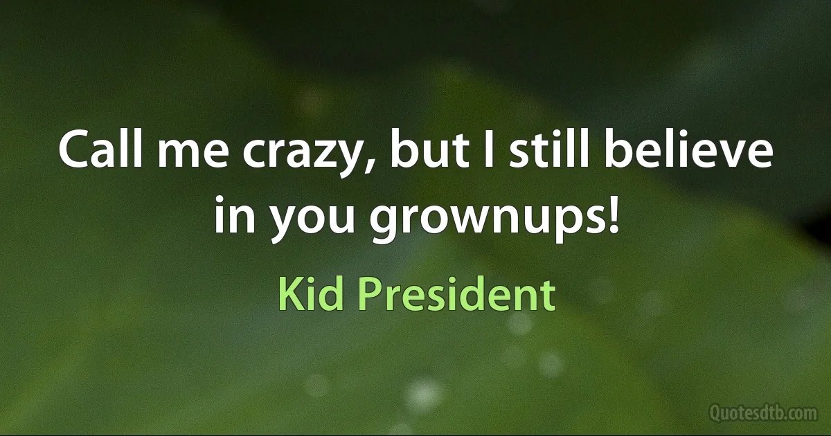 Call me crazy, but I still believe in you grownups! (Kid President)