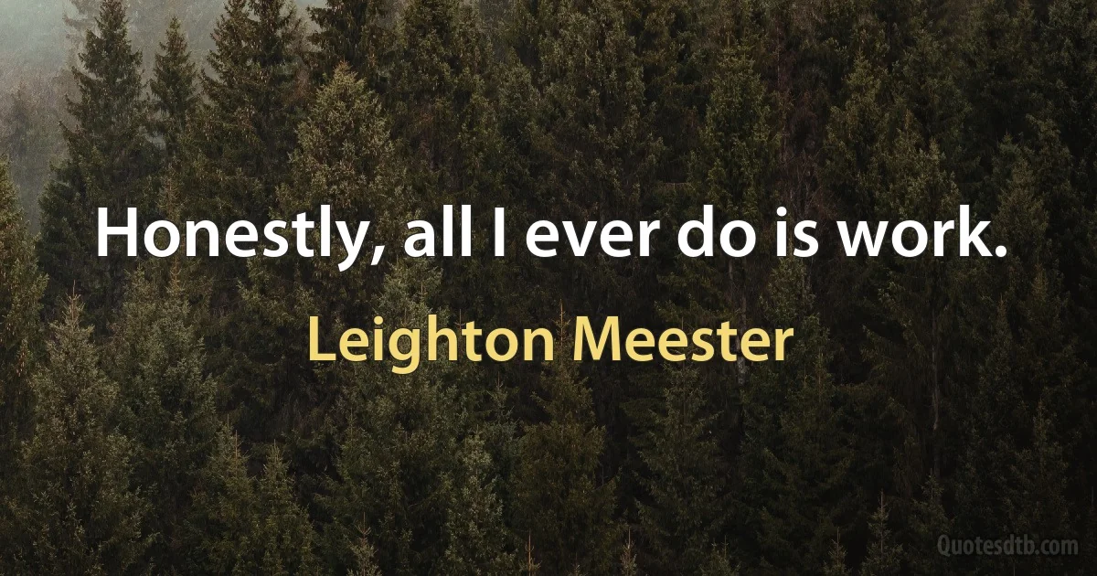 Honestly, all I ever do is work. (Leighton Meester)