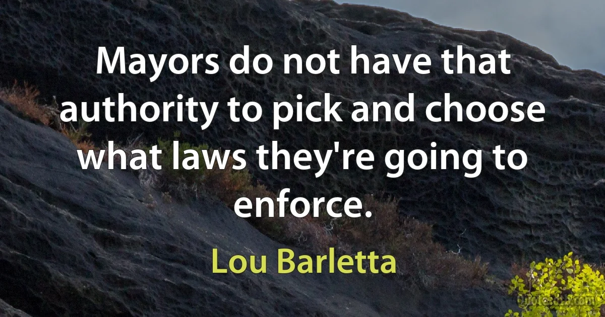 Mayors do not have that authority to pick and choose what laws they're going to enforce. (Lou Barletta)