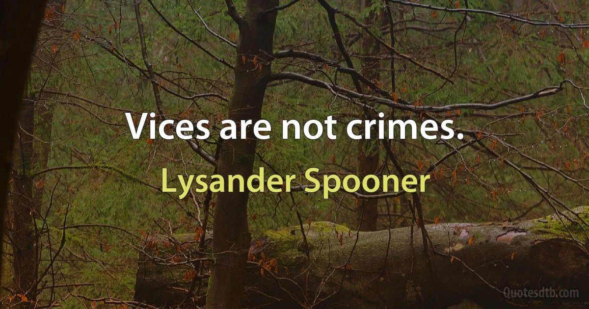 Vices are not crimes. (Lysander Spooner)