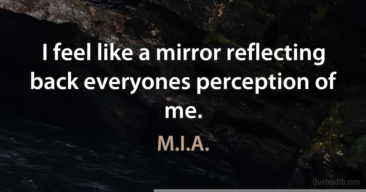 I feel like a mirror reflecting back everyones perception of me. (M.I.A.)