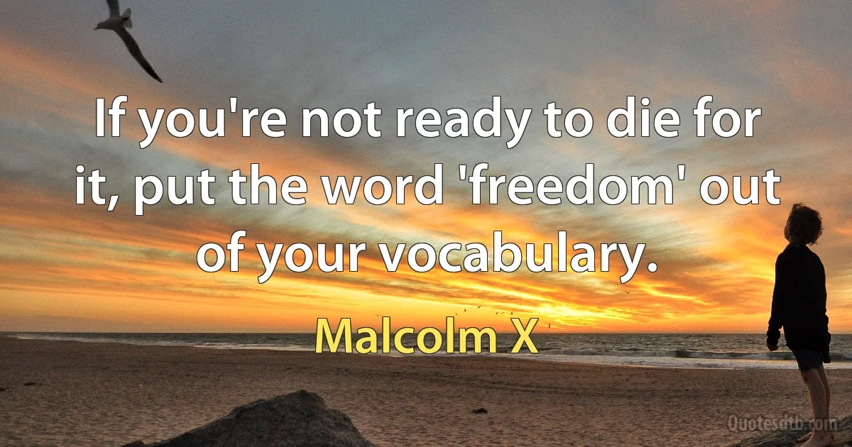 If you're not ready to die for it, put the word 'freedom' out of your vocabulary. (Malcolm X)