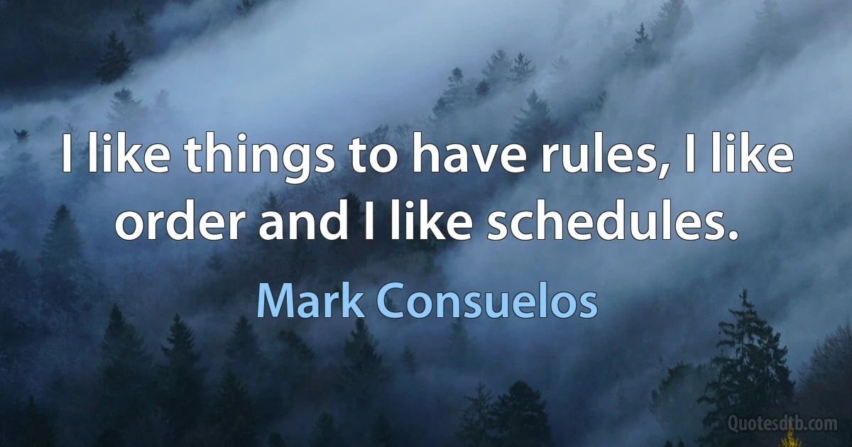 I like things to have rules, I like order and I like schedules. (Mark Consuelos)