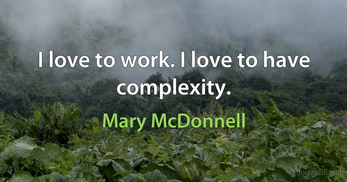 I love to work. I love to have complexity. (Mary McDonnell)