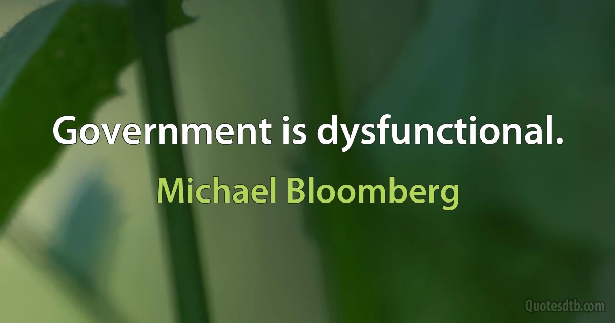 Government is dysfunctional. (Michael Bloomberg)