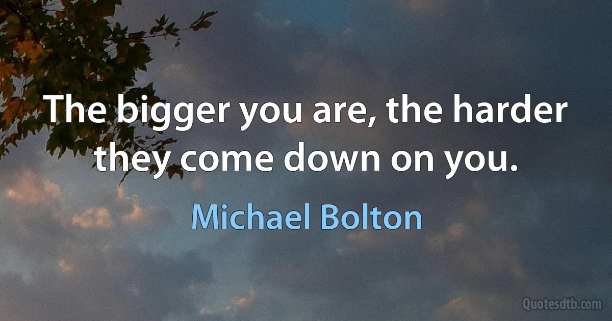 The bigger you are, the harder they come down on you. (Michael Bolton)