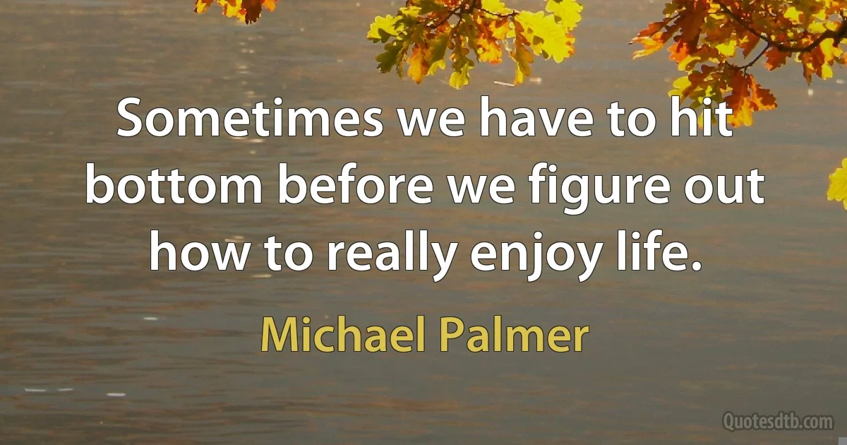 Sometimes we have to hit bottom before we figure out how to really enjoy life. (Michael Palmer)