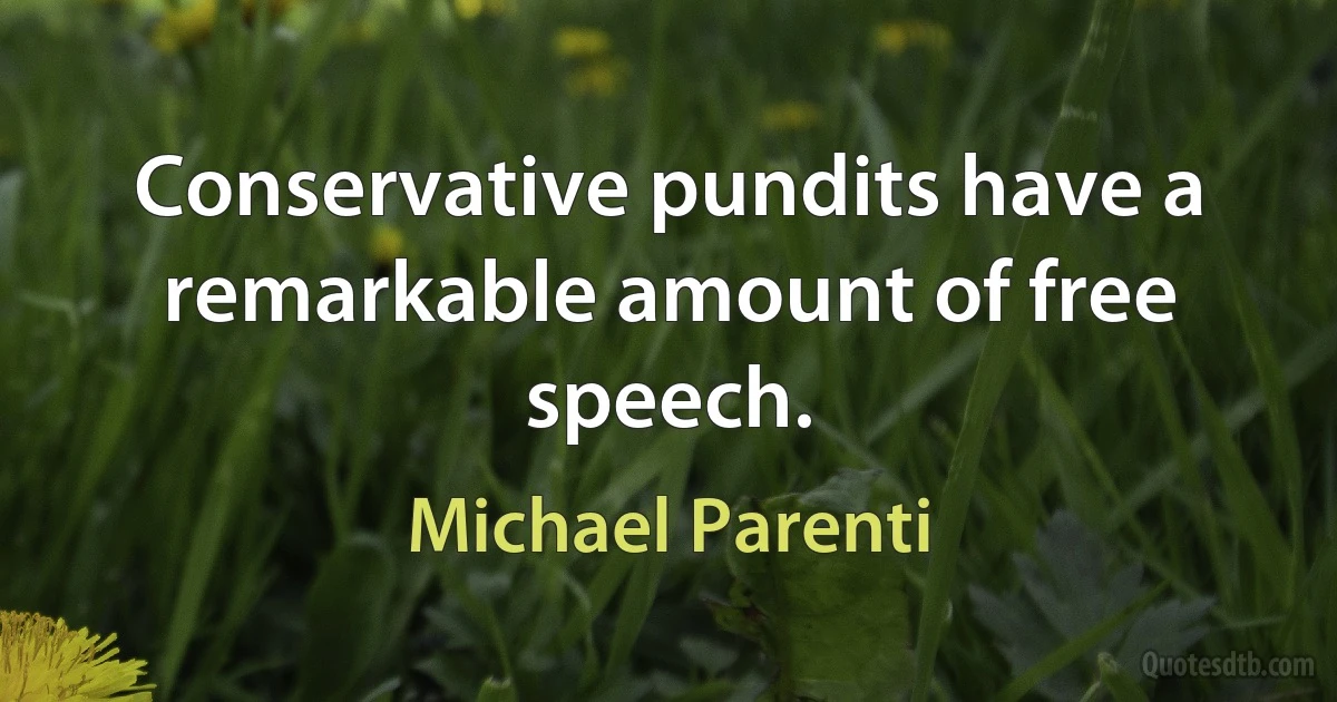 Conservative pundits have a remarkable amount of free speech. (Michael Parenti)