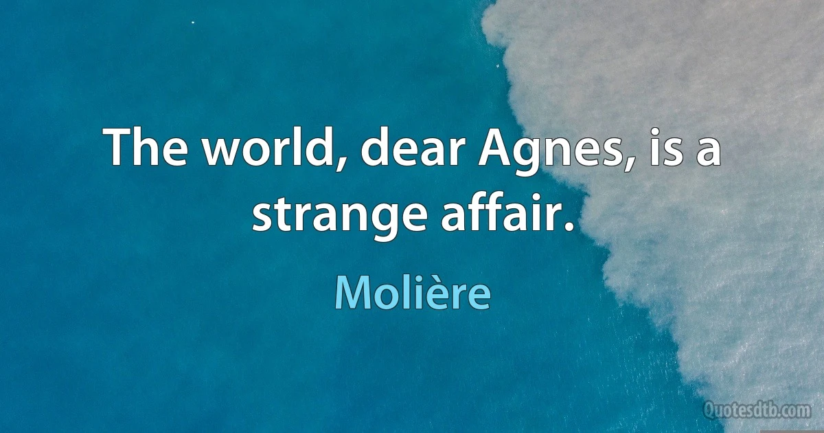 The world, dear Agnes, is a strange affair. (Molière)