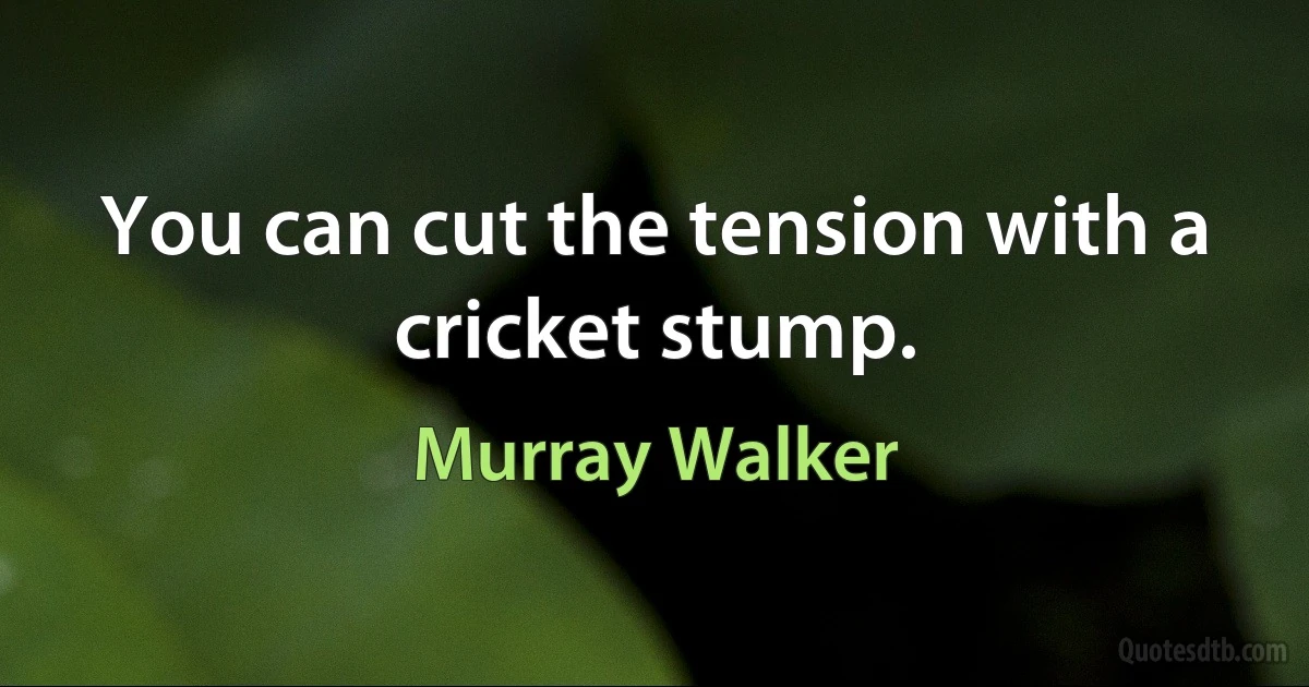 You can cut the tension with a cricket stump. (Murray Walker)