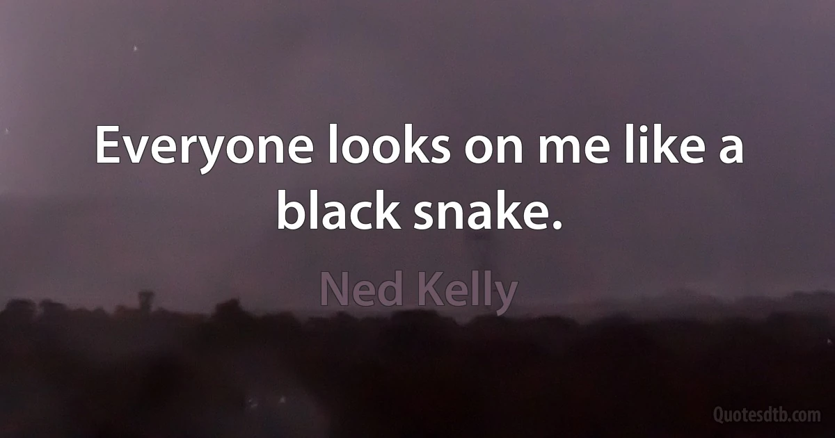 Everyone looks on me like a black snake. (Ned Kelly)