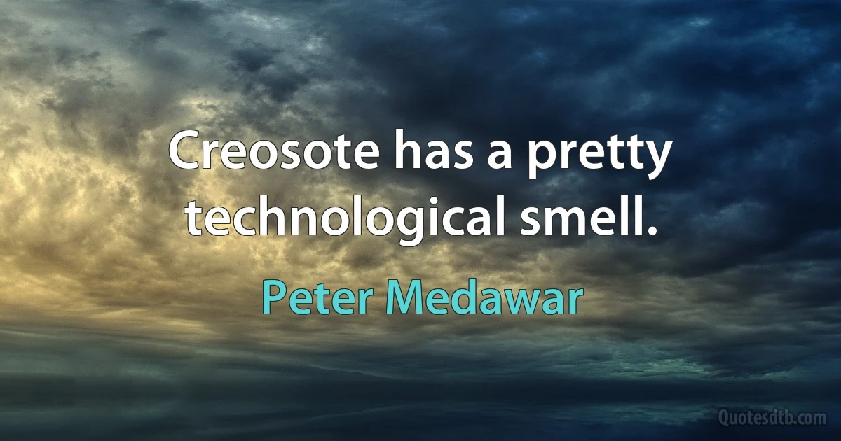 Creosote has a pretty technological smell. (Peter Medawar)