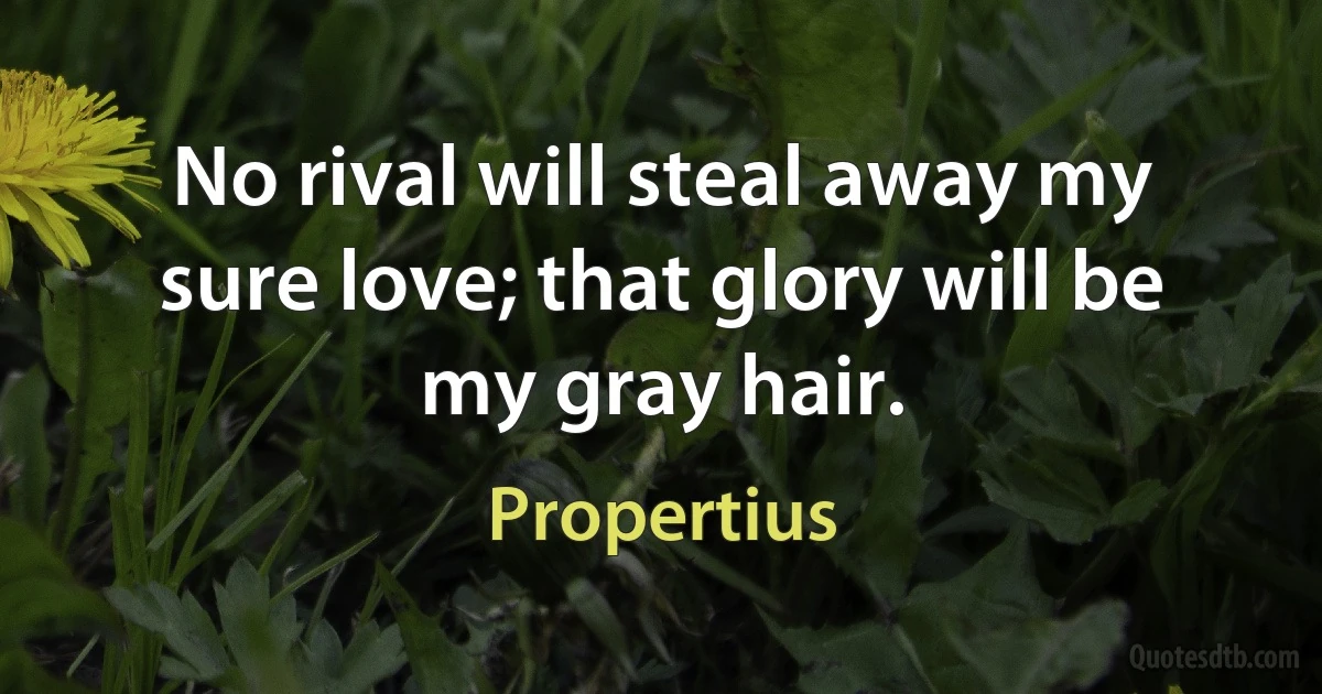 No rival will steal away my sure love; that glory will be my gray hair. (Propertius)