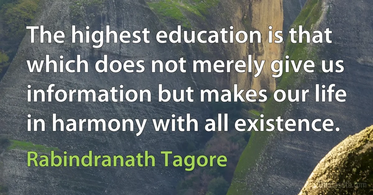 The highest education is that which does not merely give us information but makes our life in harmony with all existence. (Rabindranath Tagore)