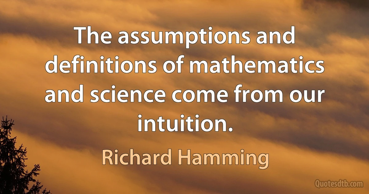 The assumptions and definitions of mathematics and science come from our intuition. (Richard Hamming)