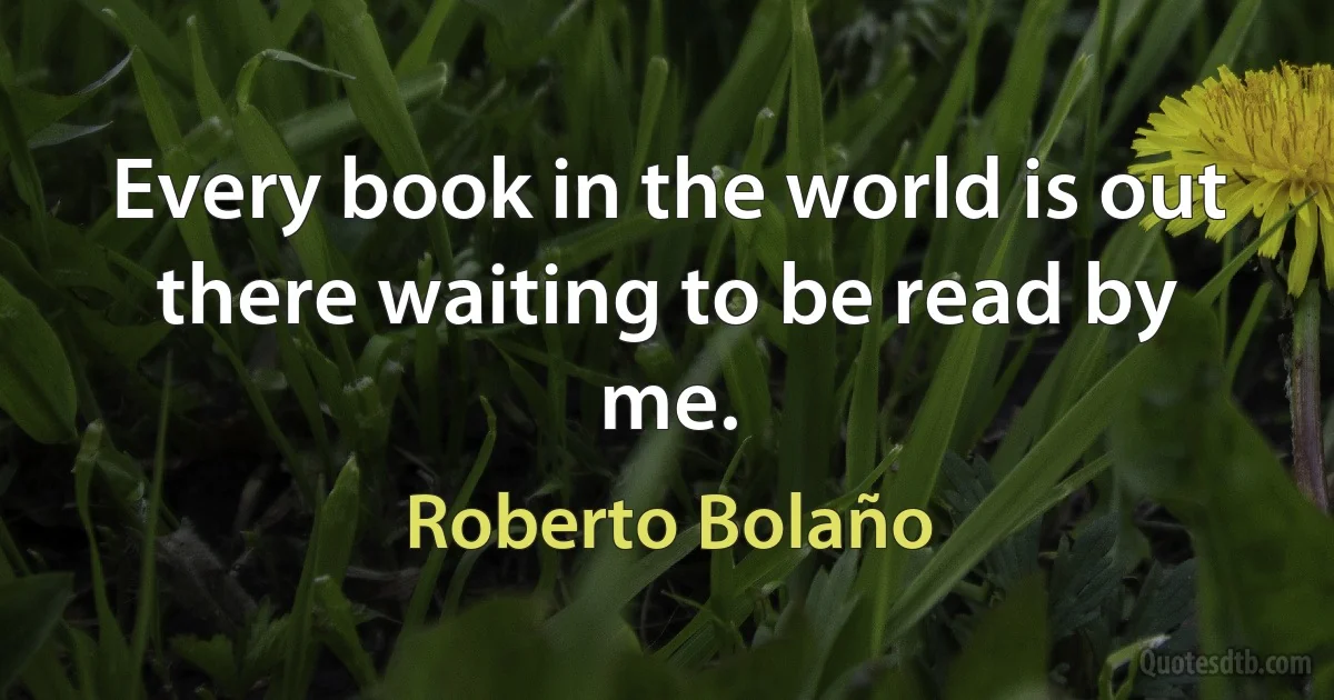 Every book in the world is out there waiting to be read by me. (Roberto Bolaño)