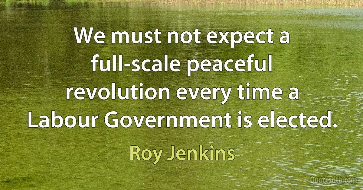 We must not expect a full-scale peaceful revolution every time a Labour Government is elected. (Roy Jenkins)