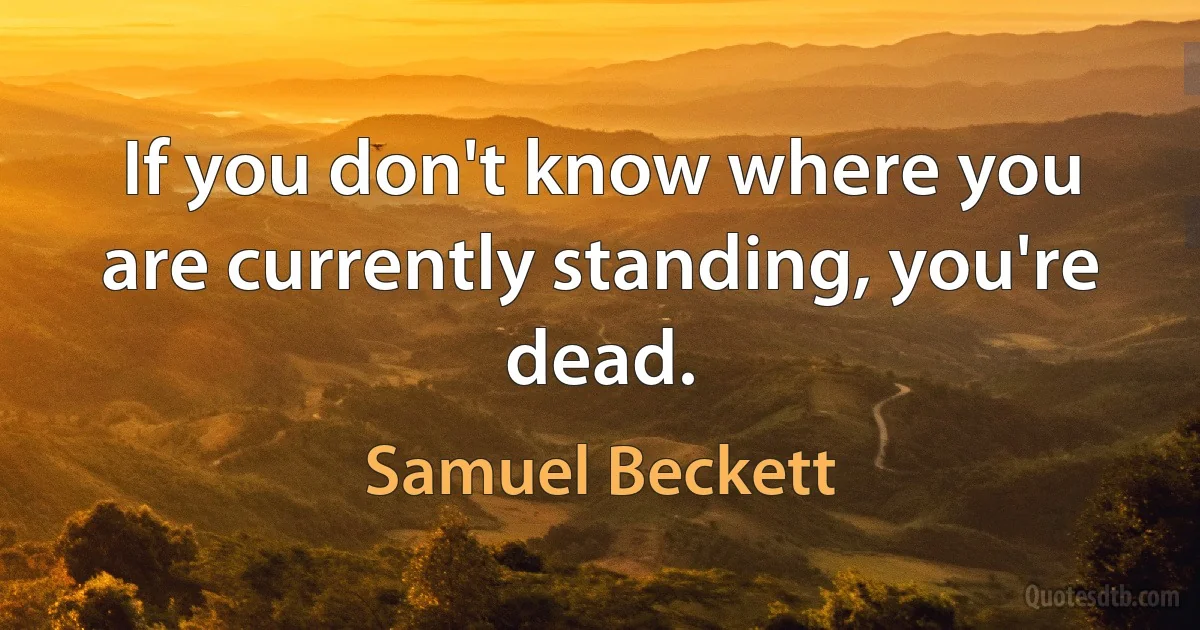 If you don't know where you are currently standing, you're dead. (Samuel Beckett)